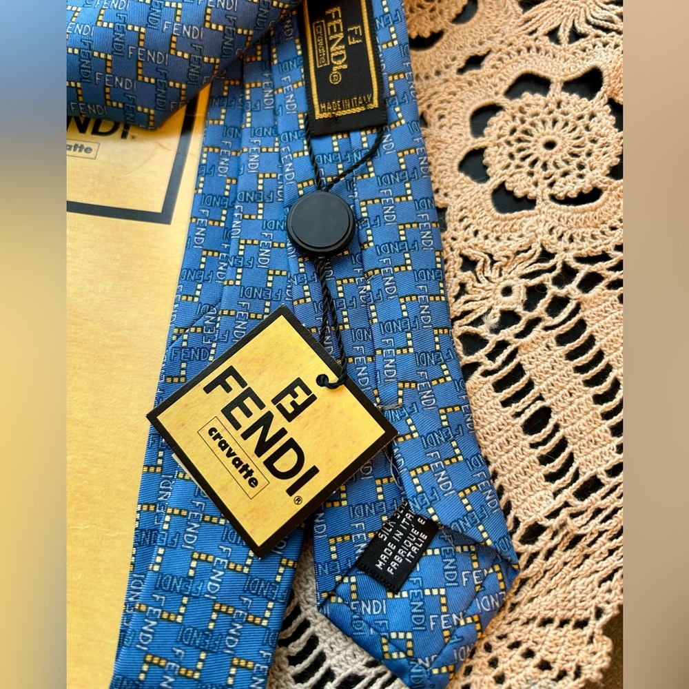 Fendi Blue Patterned Tie